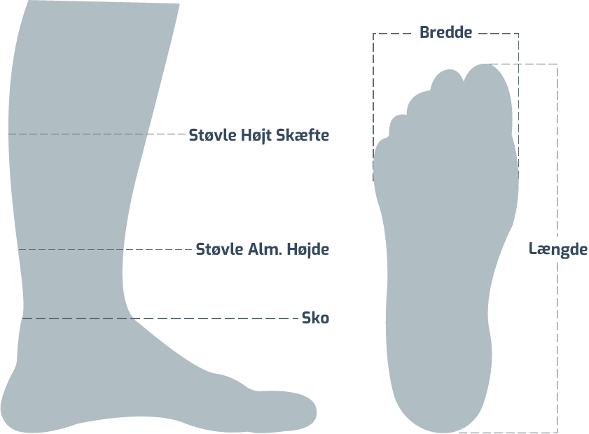 Størrelsesguide sko og støvler