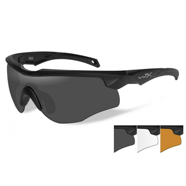 Wiley X - ROGUE Gafas de Tiro Negro - 3 Lentes