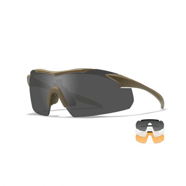Wiley X - VAPOR 2.5 Grey/Clear/Light Rust Tan Frame Sunglasses (3 lenses)
