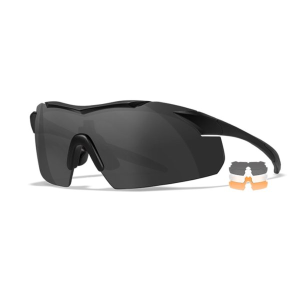 Wiley x - VAPOR COMM 2,5 mm Ballistikbrille, schwarzer Rahmen – 3 Gläser, grau/klar/orange