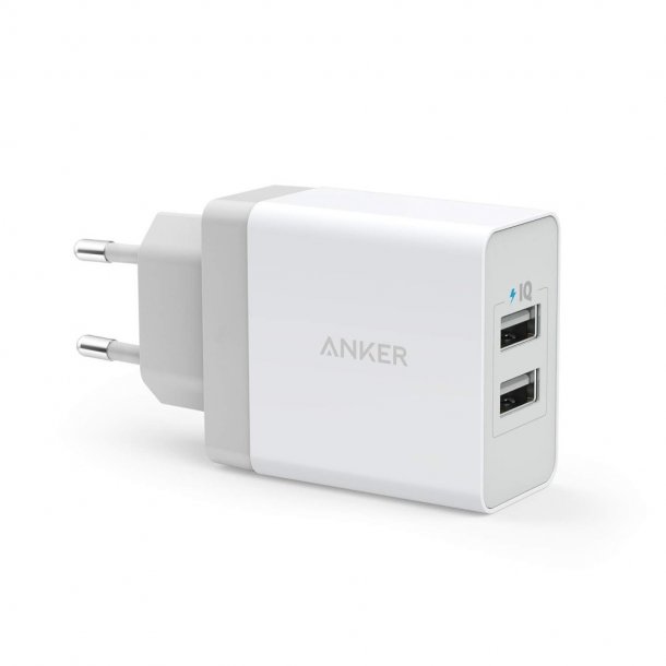 Anker - PowerPort 2 USB Oplader og Micro USB Kabel