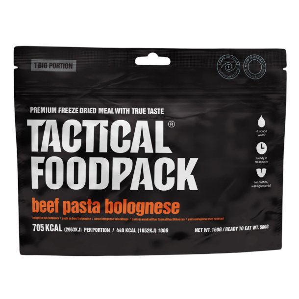 Tactical Foodpack - Oksekds Pasta Bolognese - Stor Portion, 705 Kcal