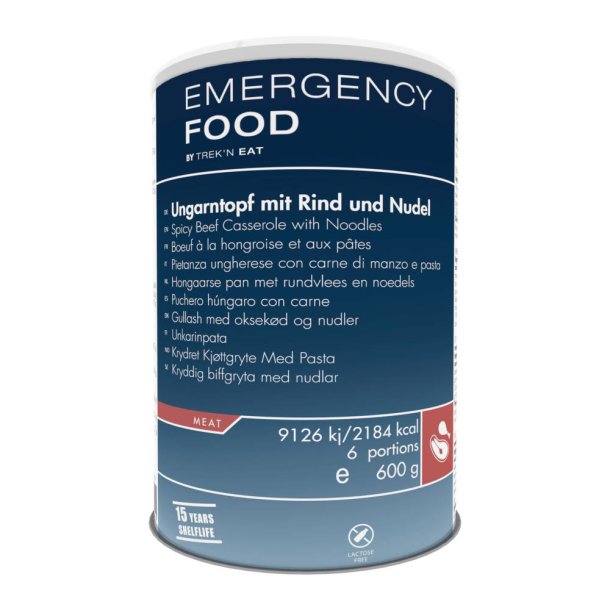 Trek'n Eat - Emergency Food Gullash Med Oksekd Og Nudler, 6 Portioner, 600g (15 rs holdbarhed)
