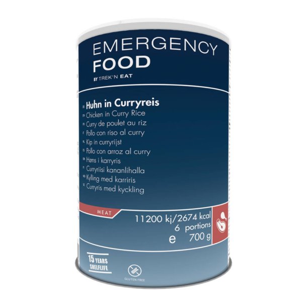 Trek'n Eat - Emergency Food Kylling i Karry m. Ris, 6 Portioner, 700g (15 rs holdbarhed)