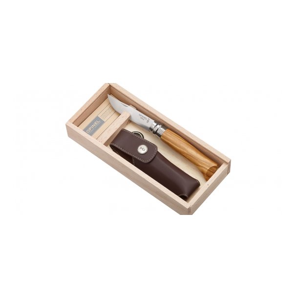 Opinel - No 8 Stainless Steel 8.5 cm Olive Gift Box